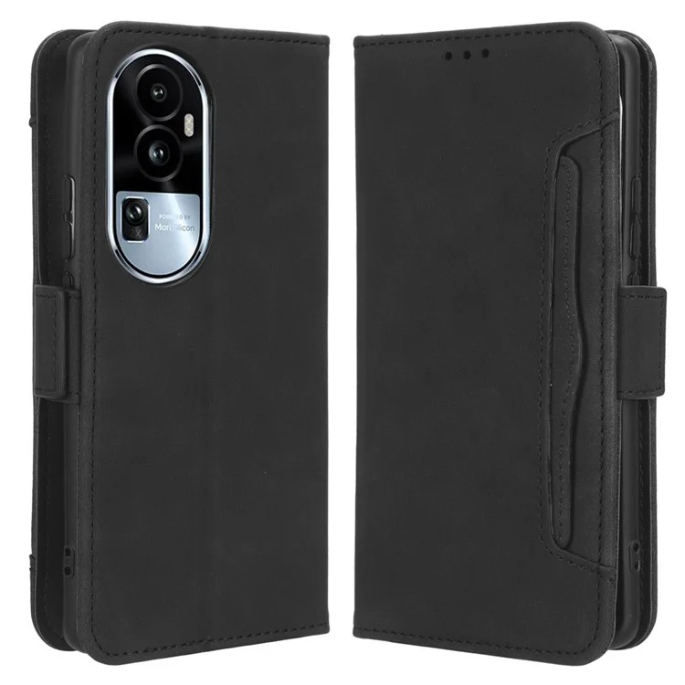 For Oppo Reno10 Pro+ 5G Anti-scratch PU Leather Wallet Multiple Card Slots Flip Case Stand Phone Cover - Black-Cellmalls