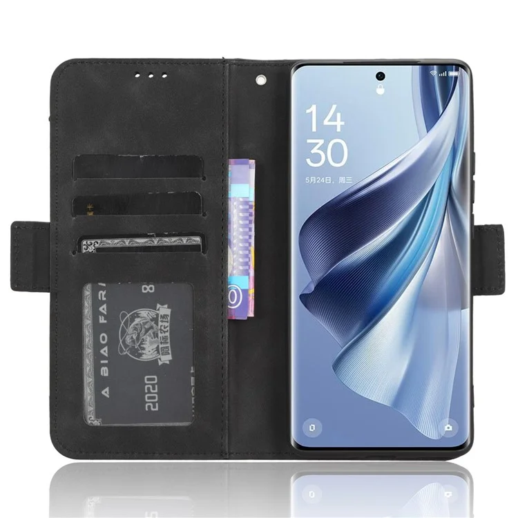 For Oppo Reno10 Pro+ 5G Anti-scratch PU Leather Wallet Multiple Card Slots Flip Case Stand Phone Cover - Black-Cellmalls