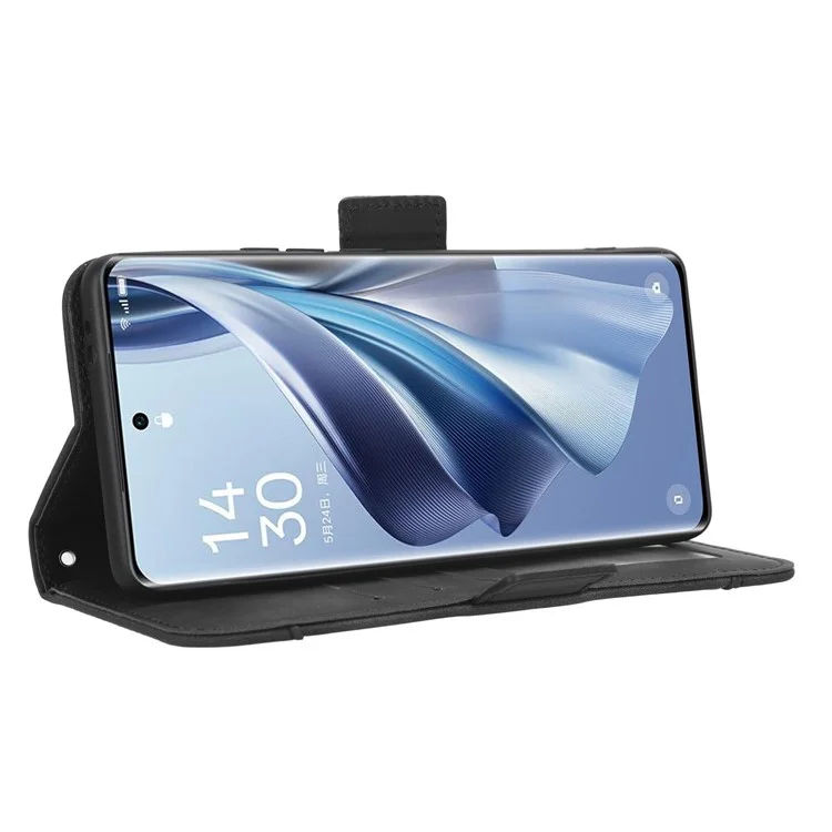 For Oppo Reno10 Pro+ 5G Anti-scratch PU Leather Wallet Multiple Card Slots Flip Case Stand Phone Cover - Black-Cellmalls