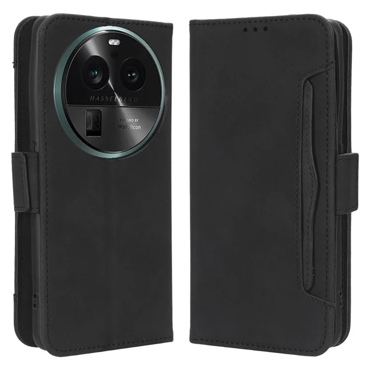 Wallet Phone Shell for Oppo Find X6 Pro Leather Flip Cover Multiple Card Slots Phone Case with Stand - Black-Cellmalls