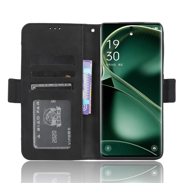 Wallet Phone Shell for Oppo Find X6 Pro Leather Flip Cover Multiple Card Slots Phone Case with Stand - Black-Cellmalls