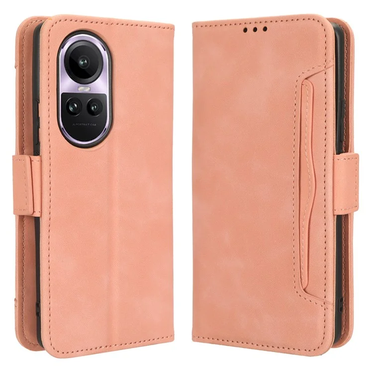 For Oppo Reno10 Pro 5G CPH2525 (Global) / Reno10 5G CPH2531 (Global) Multiple Card Slots Leather Phone Case Wallet Stand Cover - Pink-Cellmalls