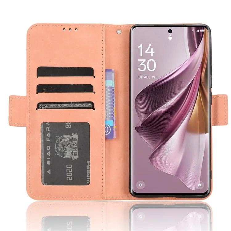 For Oppo Reno10 Pro 5G CPH2525 (Global) / Reno10 5G CPH2531 (Global) Multiple Card Slots Leather Phone Case Wallet Stand Cover - Pink-Cellmalls