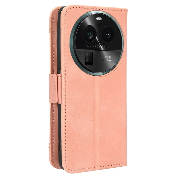 For Oppo Find X6 Stand Function Phone Shell Multiple Card Slots Leather Phone Cover Wallet Phone Case - Pink-Cellmalls