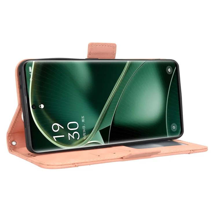 For Oppo Find X6 Stand Function Phone Shell Multiple Card Slots Leather Phone Cover Wallet Phone Case - Pink-Cellmalls