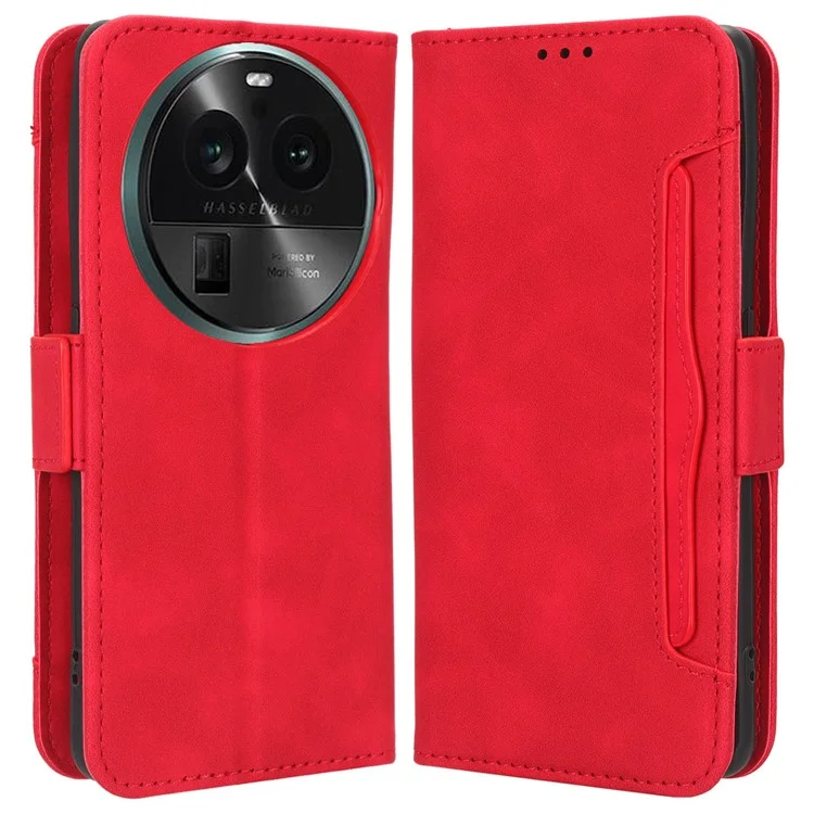 For Oppo Find X6 Stand Function Phone Shell Multiple Card Slots Leather Phone Cover Wallet Phone Case - Pink-Cellmalls