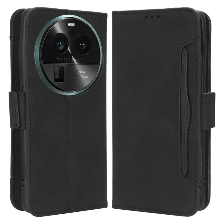 For Oppo Find X6 Stand Function Phone Shell Multiple Card Slots Leather Phone Cover Wallet Phone Case - Pink-Cellmalls