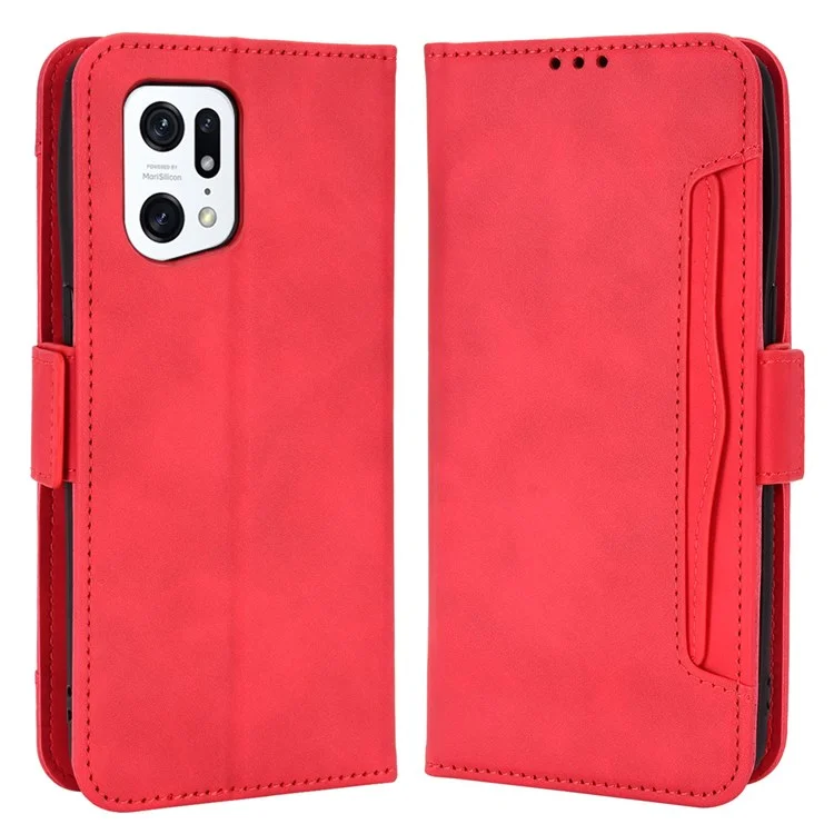 For Oppo Find X5 Pro Wallet Folio Cover PU Leather Stand Magnetic Card Slots TPU Inner Shell Protective Phone Case - Pink-Cellmalls