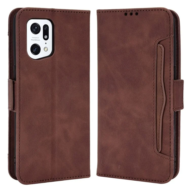 For Oppo Find X5 Pro Wallet Folio Cover PU Leather Stand Magnetic Card Slots TPU Inner Shell Protective Phone Case - Pink-Cellmalls