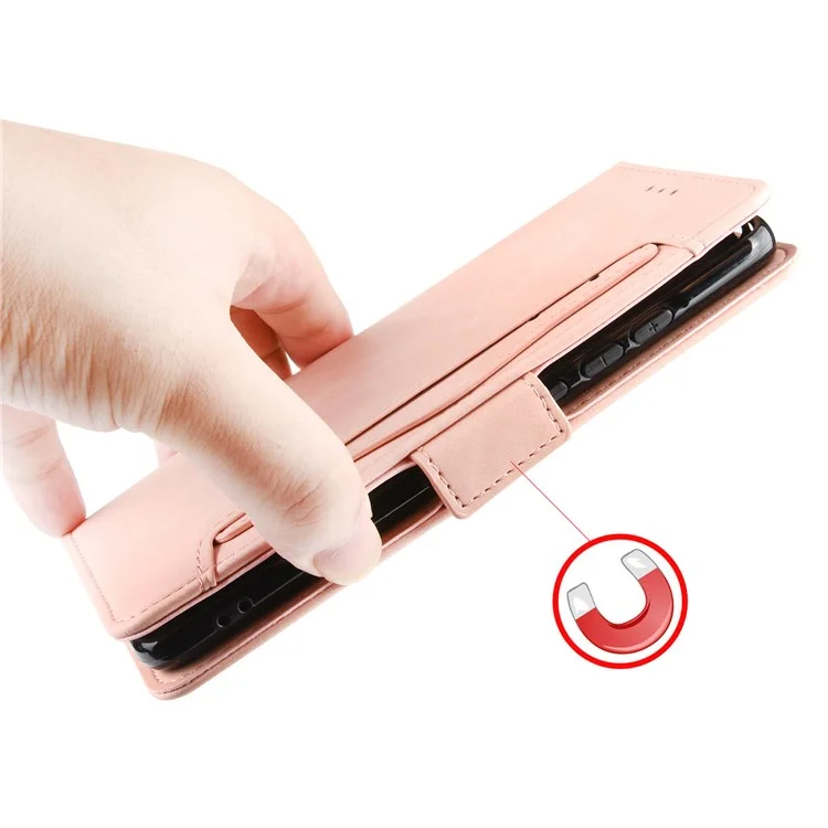 For Oppo Find X5 Pro Wallet Folio Cover PU Leather Stand Magnetic Card Slots TPU Inner Shell Protective Phone Case - Pink-Cellmalls