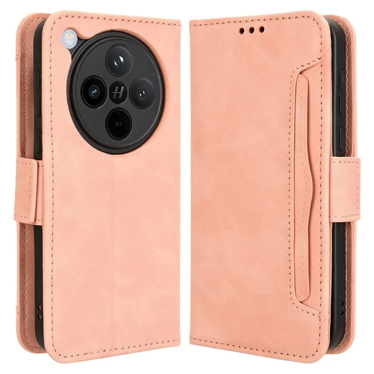 For Oppo Find X8 5G Leather Case Phone Wallet Cover with Multiple Card Slots - Pink-Cellmalls