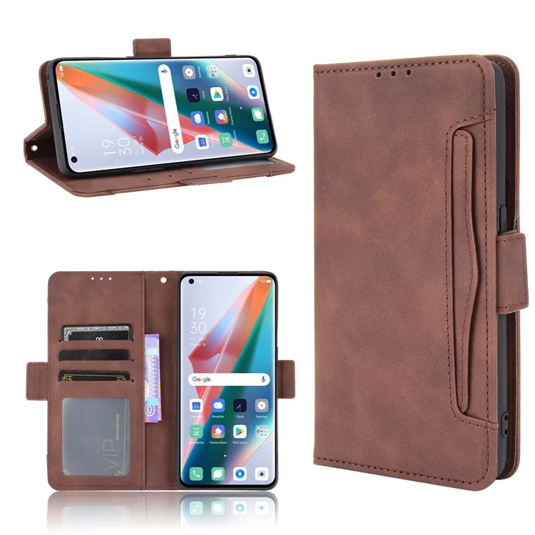 Leather Wallet Protective Case with Multiple Card Slots for Oppo Find X3 Pro / Oppo Find X3 - Brown-Cellmalls