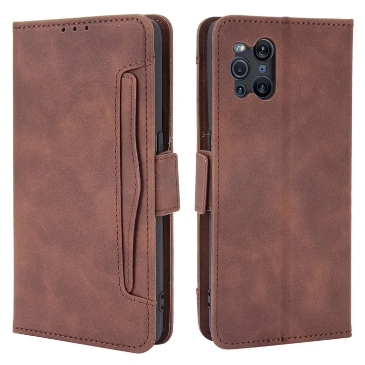 Leather Wallet Protective Case with Multiple Card Slots for Oppo Find X3 Pro / Oppo Find X3 - Brown-Cellmalls