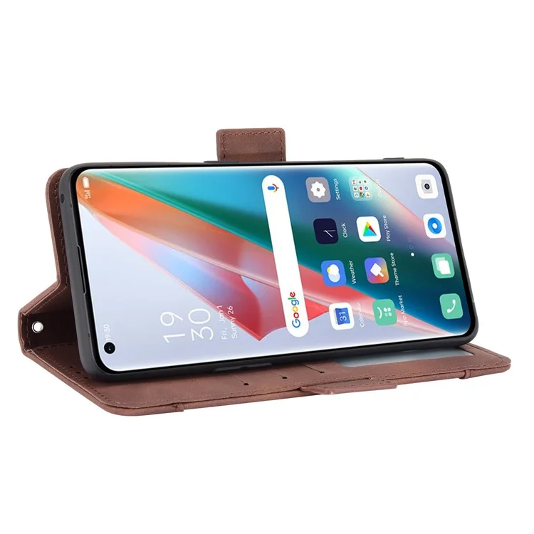 Leather Wallet Protective Case with Multiple Card Slots for Oppo Find X3 Pro / Oppo Find X3 - Brown-Cellmalls