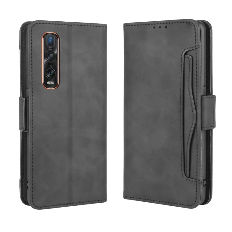 Wallet Stand Flip Leather Phone Cover for Oppo Find X2 Pro - Black-Cellmalls