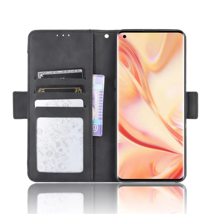 Wallet Stand Flip Leather Phone Cover for Oppo Find X2 Pro - Black-Cellmalls