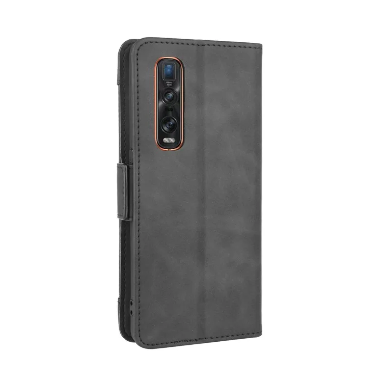 Wallet Stand Flip Leather Phone Cover for Oppo Find X2 Pro - Black-Cellmalls