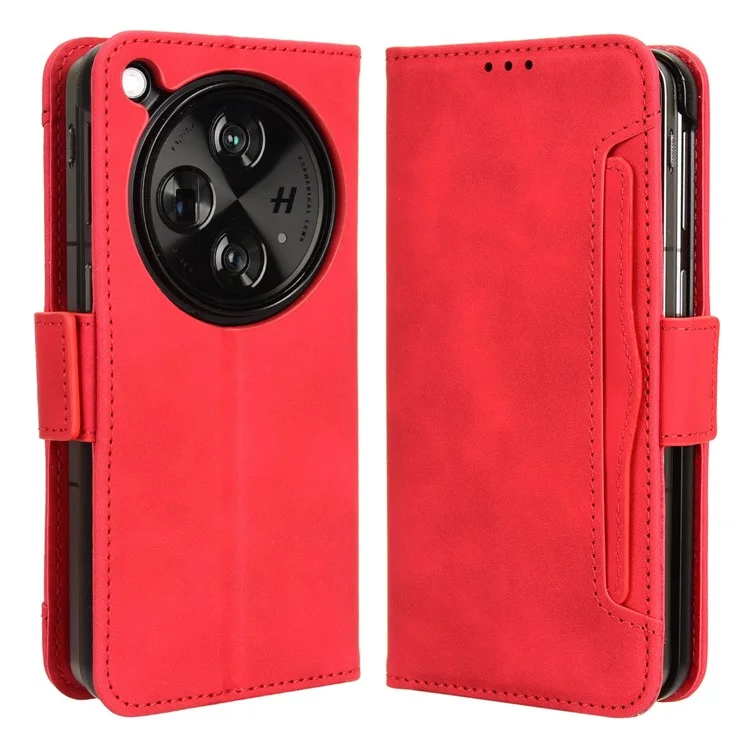 For Oppo Find N3 5G / OnePlus Open PU Leather Protective Case Card Holder Stand Flip Cover - Black-Cellmalls