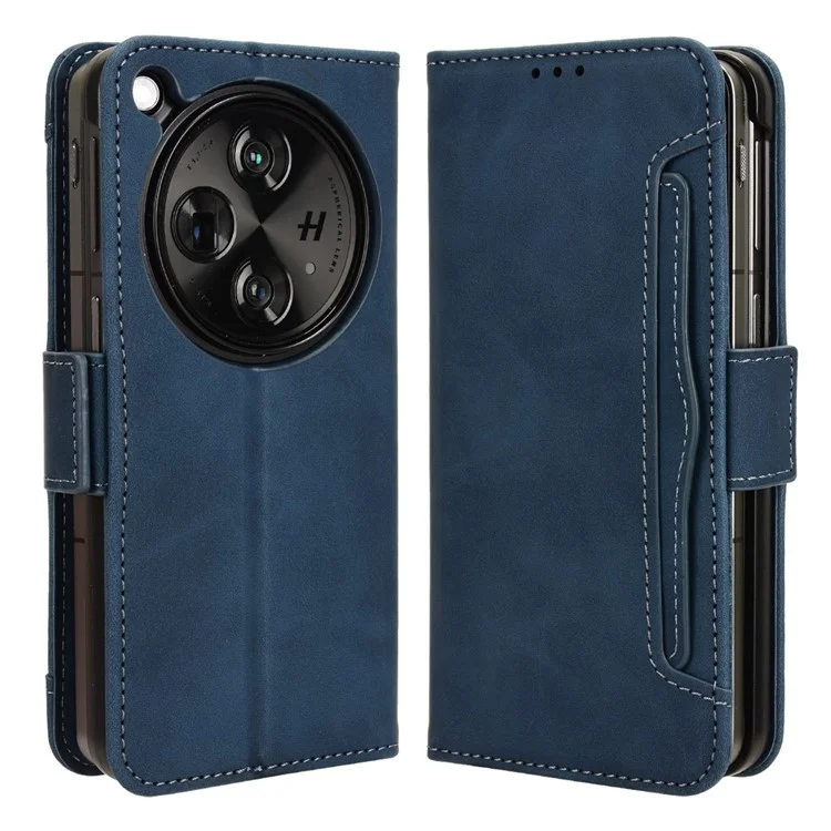 For Oppo Find N3 5G / OnePlus Open PU Leather Protective Case Card Holder Stand Flip Cover - Black-Cellmalls