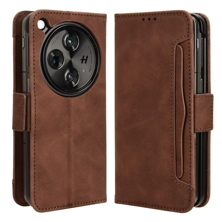 For Oppo Find N3 5G / OnePlus Open PU Leather Protective Case Card Holder Stand Flip Cover - Black-Cellmalls