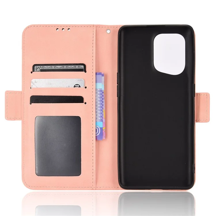 For Oppo Find X5 PU Leather Flip Pouch Wallet Phone Cover Magnetic Closure Multiple Card Slots Folding Stand Case - Pink-Cellmalls