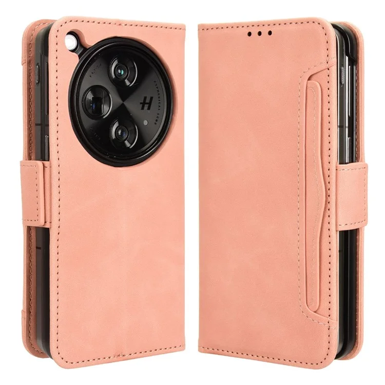 For Oppo Find N3 5G / OnePlus Open PU Leather Protective Case Card Holder Stand Flip Cover - Black-Cellmalls