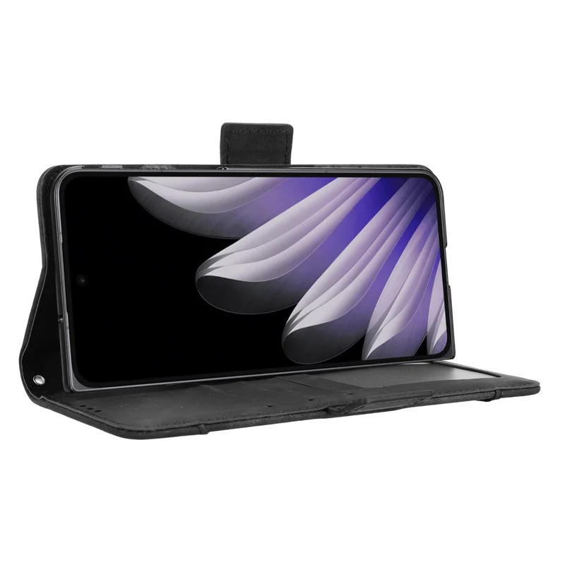 For Oppo Find N5 5G Leather Case Phone Wallet Cover with Multiple Card Slots - Black-Cellmalls