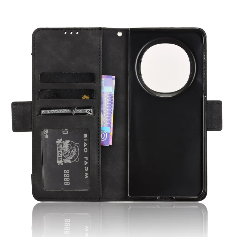 For Oppo Find N5 5G Leather Case Phone Wallet Cover with Multiple Card Slots - Black-Cellmalls