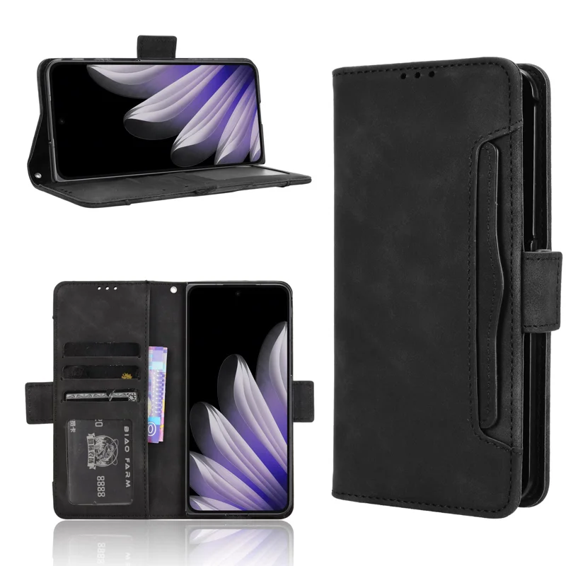 For Oppo Find N5 5G Leather Case Phone Wallet Cover with Multiple Card Slots - Black-Cellmalls