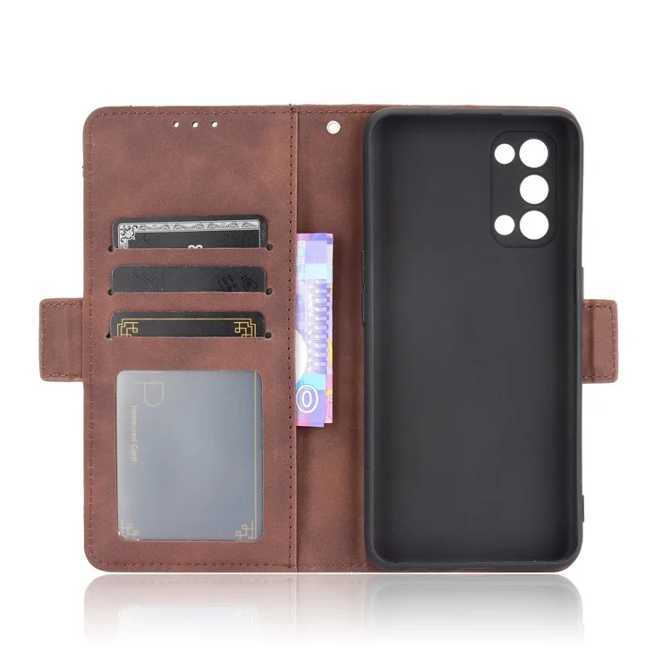 Leather Wallet Protective Case with Multiple Card Slots for Oppo Reno5 4G / Reno5 K / Reno5 5G / Find X3 Lite Stand Function Phone Cover - Brown-Cellmalls