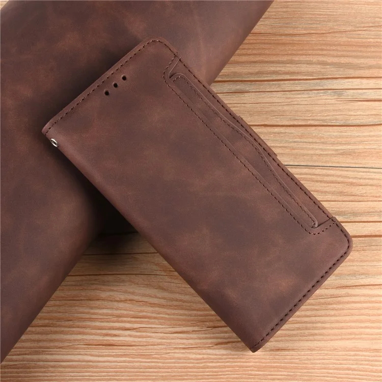 Leather Wallet Protective Case with Multiple Card Slots for Oppo Reno5 4G / Reno5 K / Reno5 5G / Find X3 Lite Stand Function Phone Cover - Brown-Cellmalls