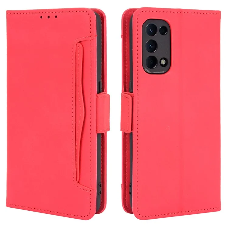 Leather Wallet Protective Case with Multiple Card Slots for Oppo Reno5 4G / Reno5 K / Reno5 5G / Find X3 Lite Stand Function Phone Cover - Brown-Cellmalls