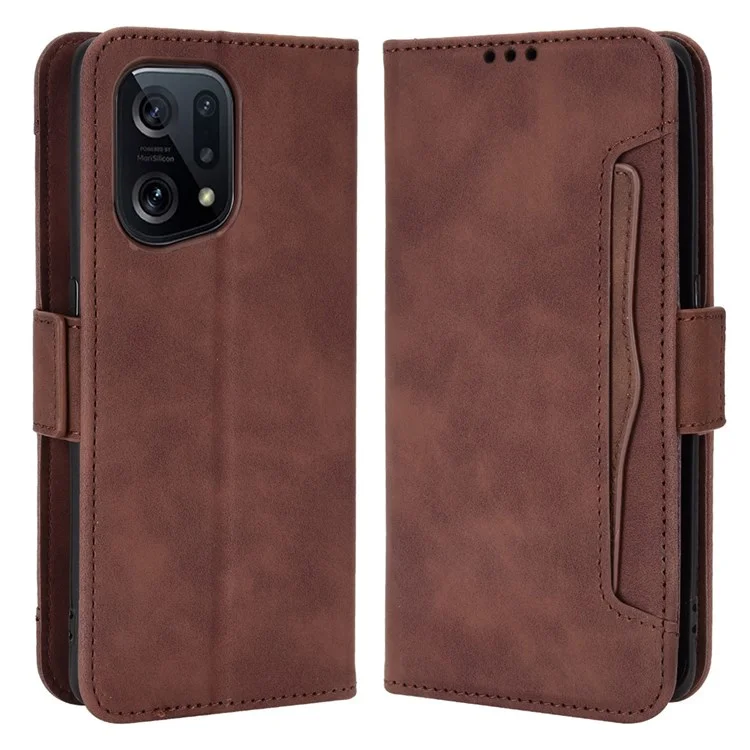 For Oppo Find X5 PU Leather Flip Pouch Wallet Phone Cover Magnetic Closure Multiple Card Slots Folding Stand Case - Pink-Cellmalls