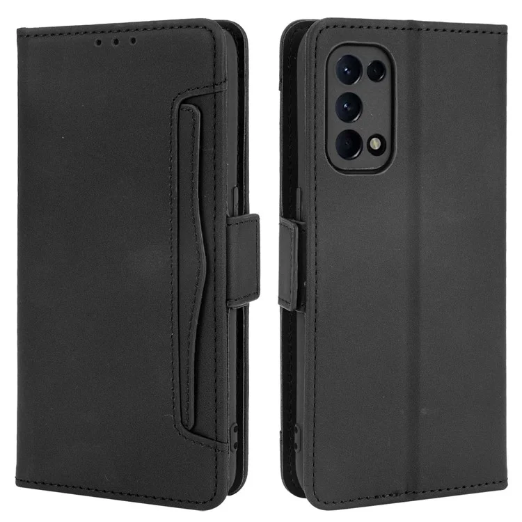 Leather Wallet Protective Case with Multiple Card Slots for Oppo Reno5 4G / Reno5 K / Reno5 5G / Find X3 Lite Stand Function Phone Cover - Brown-Cellmalls