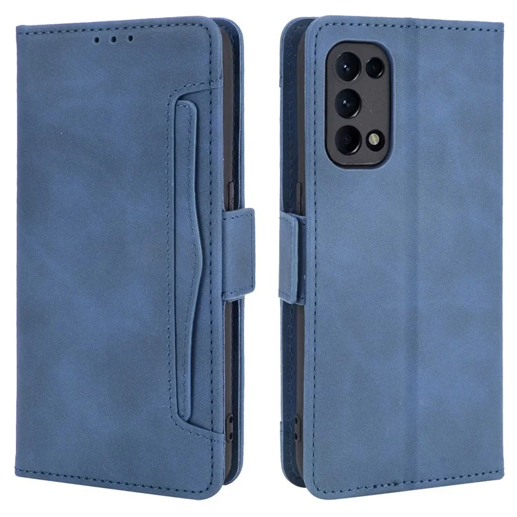 Leather Wallet Protective Case with Multiple Card Slots for Oppo Reno5 4G / Reno5 K / Reno5 5G / Find X3 Lite Stand Function Phone Cover - Brown-Cellmalls
