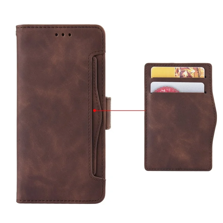 Leather Wallet Protective Case with Multiple Card Slots for Oppo Reno5 4G / Reno5 K / Reno5 5G / Find X3 Lite Stand Function Phone Cover - Brown-Cellmalls