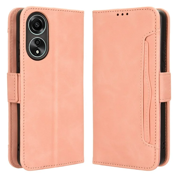 For Oppo A78 4G Cell Phone Cover Wallet Stand Case Multiple Card Holder PU Leather Shell - Pink-Cellmalls