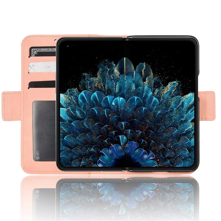 For Oppo Find N PU Leather Wallet Flip Case Stand Feature Card Slots Shockproof Soft TPU Inner Shell - Pink-Cellmalls