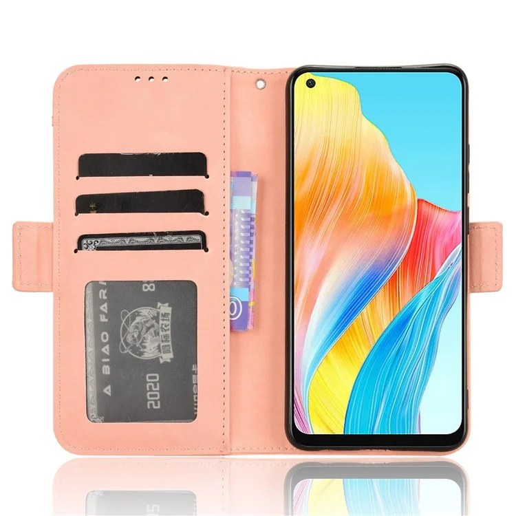 For Oppo A78 4G Cell Phone Cover Wallet Stand Case Multiple Card Holder PU Leather Shell - Pink-Cellmalls