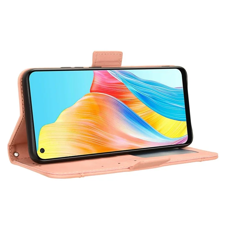 For Oppo A78 4G Cell Phone Cover Wallet Stand Case Multiple Card Holder PU Leather Shell - Pink-Cellmalls