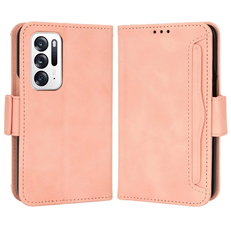 For Oppo Find N PU Leather Wallet Flip Case Stand Feature Card Slots Shockproof Soft TPU Inner Shell - Pink-Cellmalls