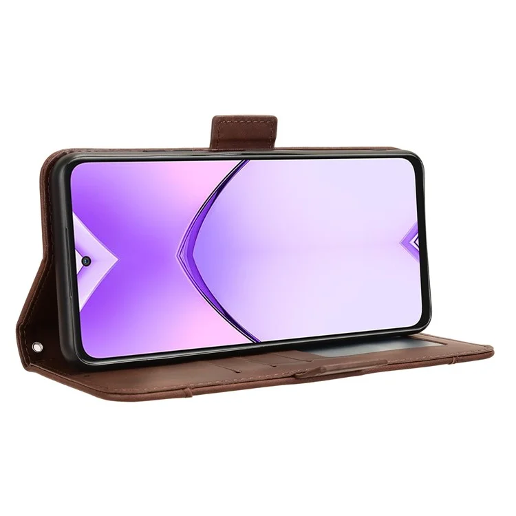 For Oppo A80 5G / A3 Pro (Global) 5G / K12x 5G (India) / A3x 5G (China) Case Multiple Card Slots Leather Stand Phone Cover - Brown-Cellmalls