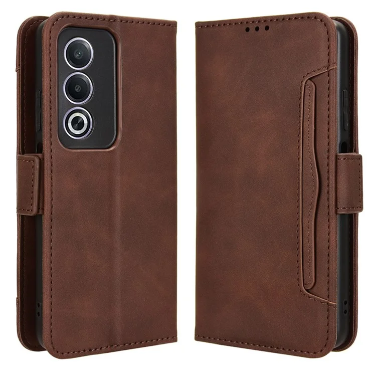 For Oppo A80 5G / A3 Pro (Global) 5G / K12x 5G (India) / A3x 5G (China) Case Multiple Card Slots Leather Stand Phone Cover - Brown-Cellmalls