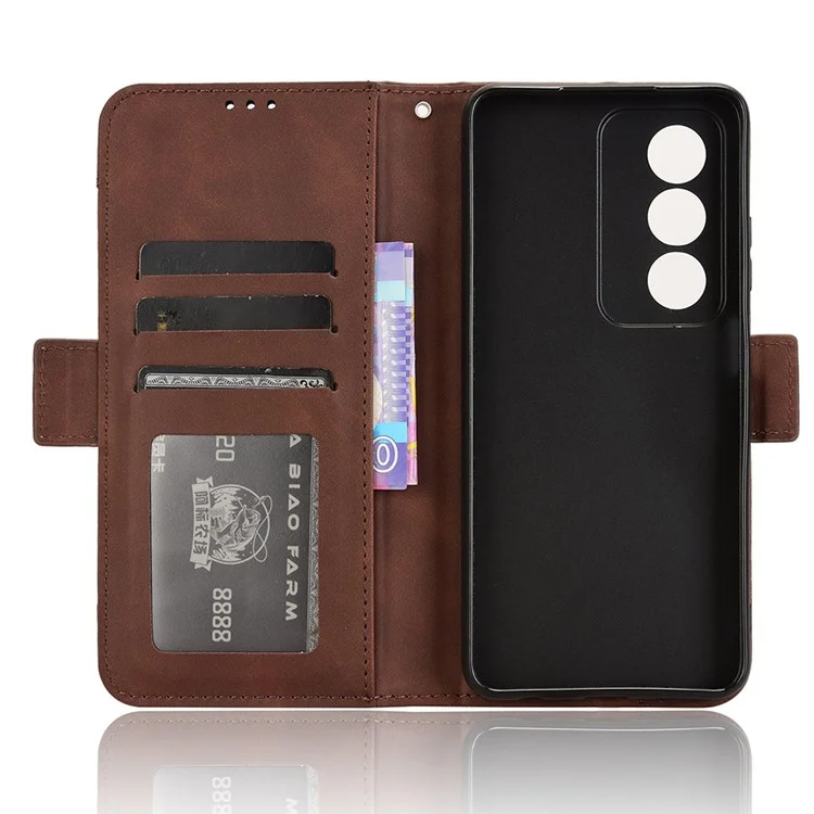 For Oppo A80 5G / A3 Pro (Global) 5G / K12x 5G (India) / A3x 5G (China) Case Multiple Card Slots Leather Stand Phone Cover - Brown-Cellmalls