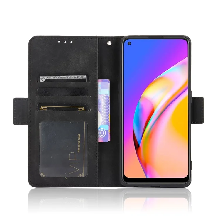 Leather Phone Wallet Design Stand Feature Protective Cover Case with Multiple Card Slots for Oppo A94 5G/Reno5 Z/F19 Pro+ 5G - Black-Cellmalls