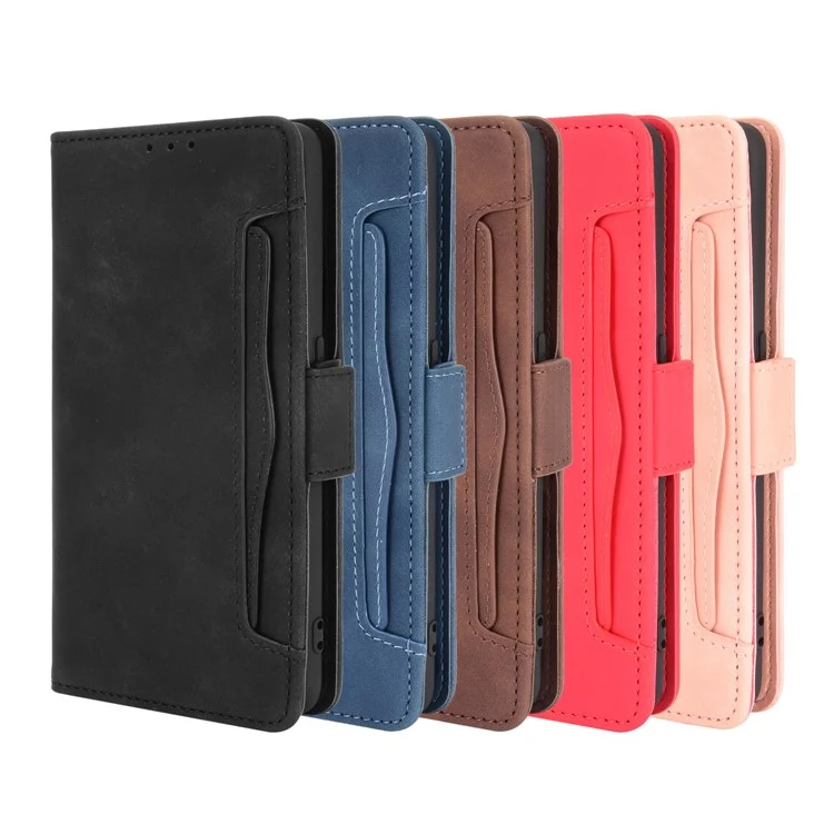 Multiple Card Slots Design Stand Leather Wallet Phone Case for Oppo A74 4G/F19 - Black-Cellmalls