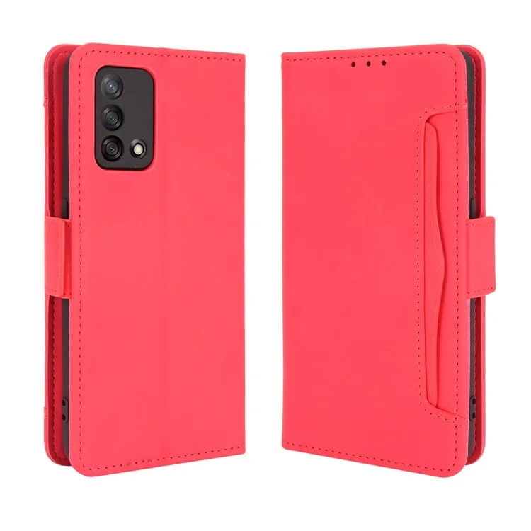 Multiple Card Slots Design Stand Leather Wallet Phone Case for Oppo A74 4G/F19 - Black-Cellmalls