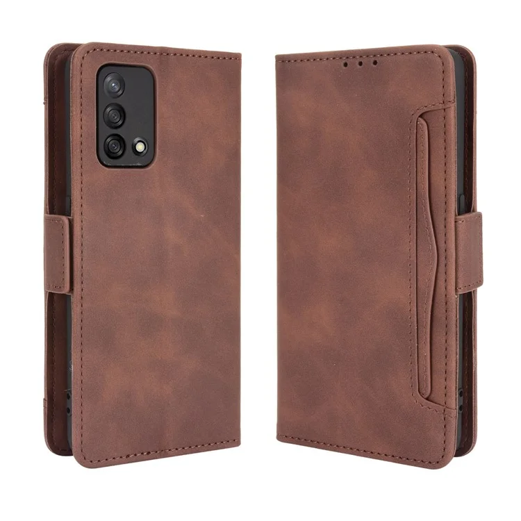Multiple Card Slots Design Stand Leather Wallet Phone Case for Oppo A74 4G/F19 - Black-Cellmalls