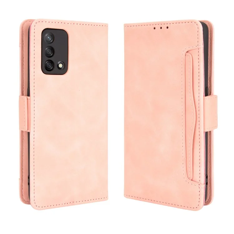 Multiple Card Slots Design Stand Leather Wallet Phone Case for Oppo A74 4G/F19 - Black-Cellmalls