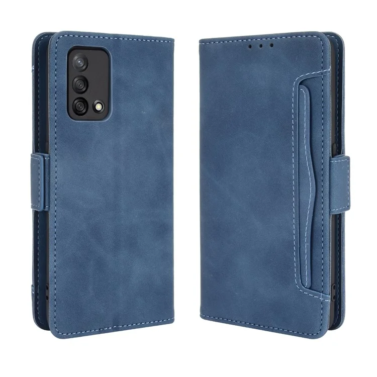 Multiple Card Slots Design Stand Leather Wallet Phone Case for Oppo A74 4G/F19 - Black-Cellmalls